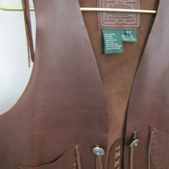 RALPH LAUREN LRL Brown Leather Vest Southwestern S - Picture 2 of 6